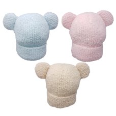 KIDS6250: Baby Soft Yarn Double Pom Hat (0-6 Months)